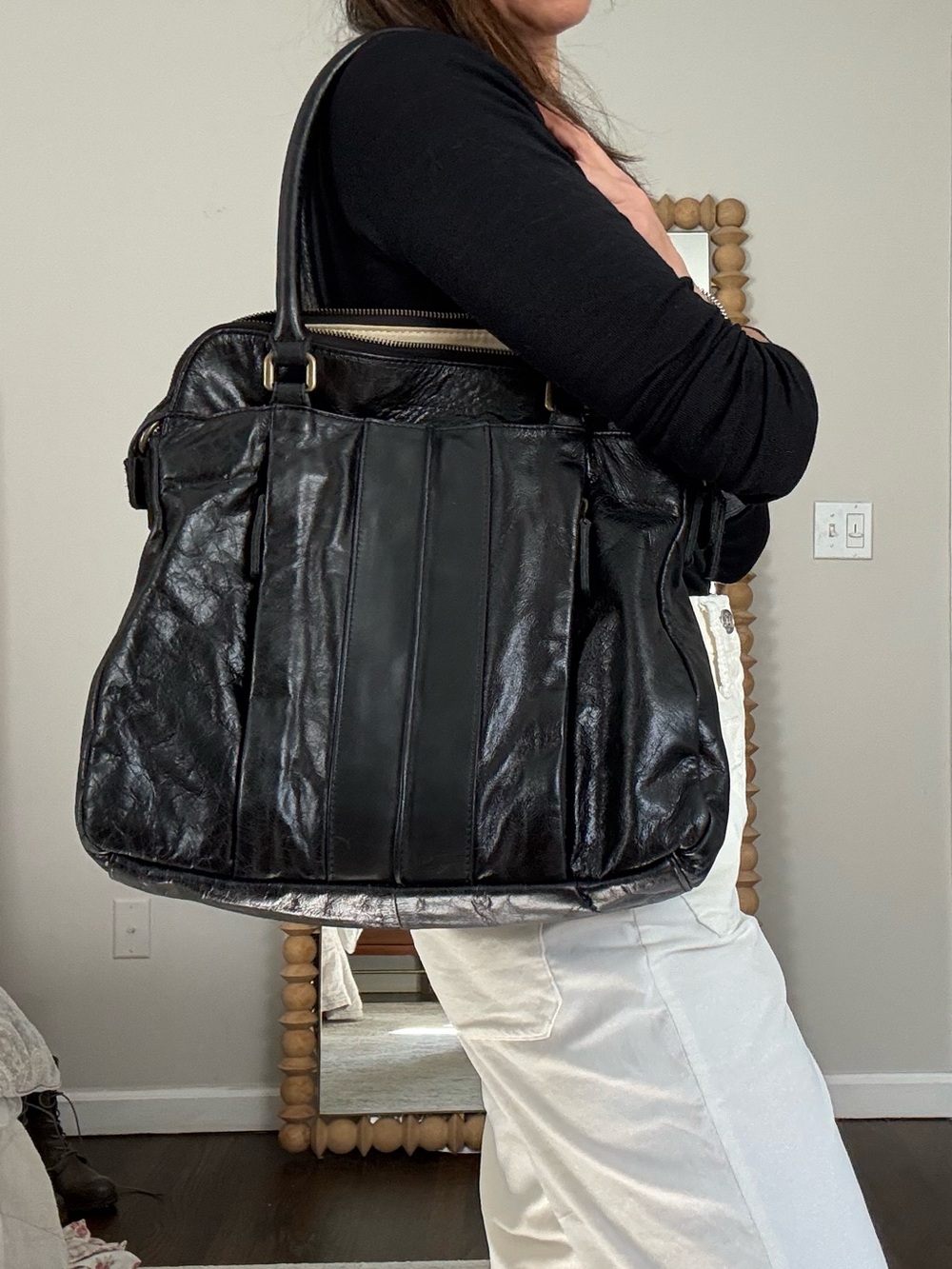 Liebeskind Large Black Leather Tote Bag